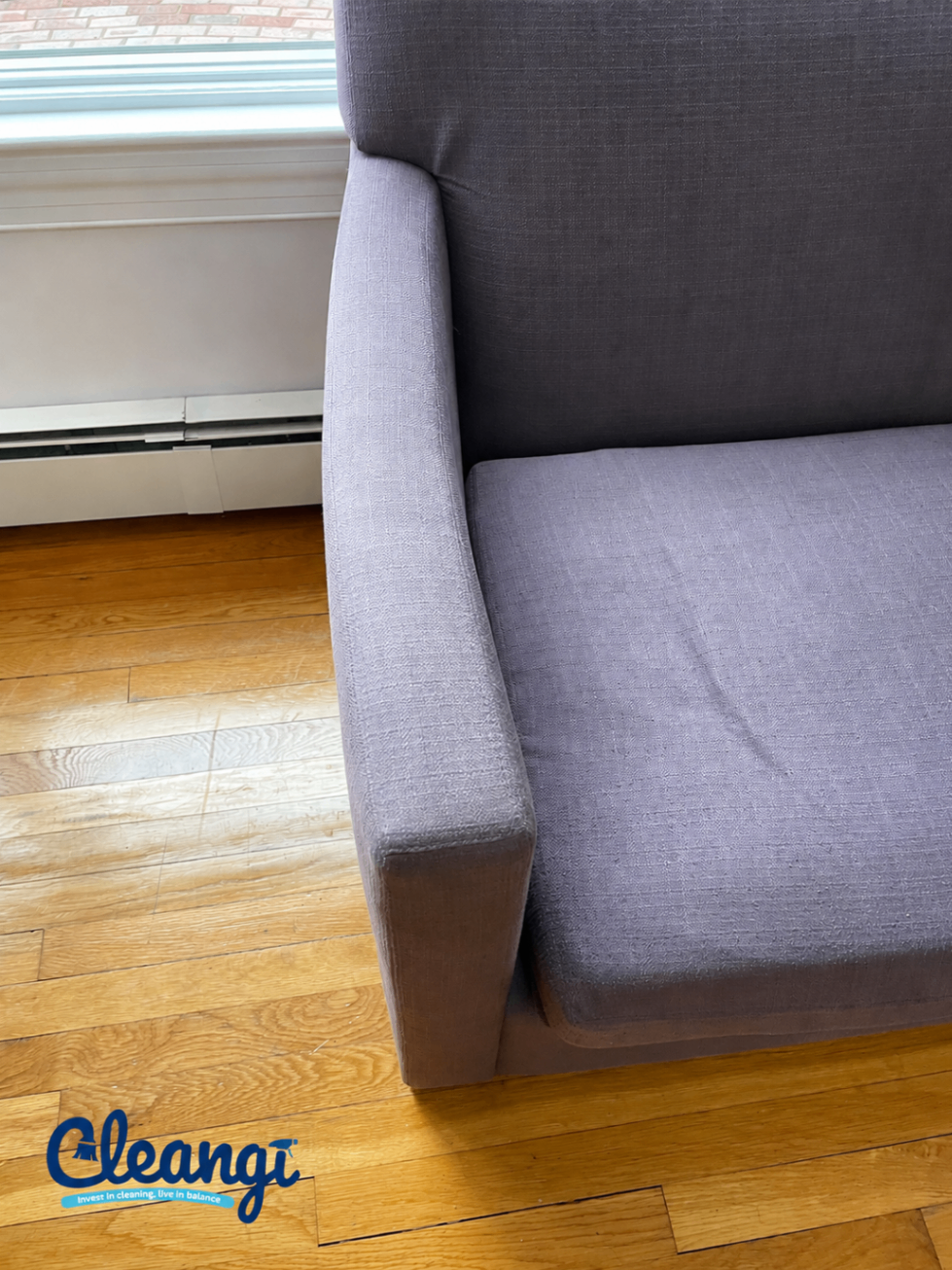 Upholstered chair after professional furniture care